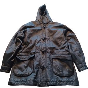 MEN’S IOU LEATHER COAT WITH HOOD SIZE XL